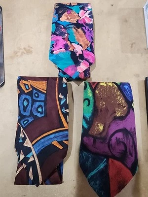 Vintage Bergere Silk Ties Retro Abstract Foto 1 de 4