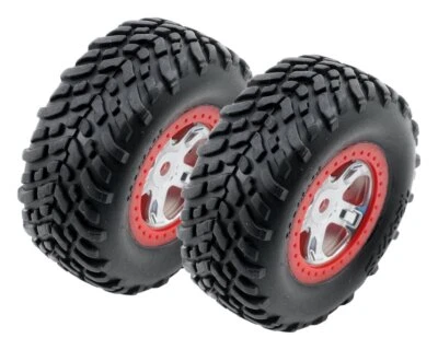 Traxxas Offroad Racing Reifen auf rot Chrom Felge 1:16 12mm TRX7073A Desert ... - Bild 1 von 2