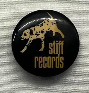 c1980 Stiff Records 1" Button Pin Dalmatian Dog - Picture 1 of 4