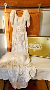 Vintage Wedding Dress Bridallure Boxed With Hat Veil - Picture 1 of 18