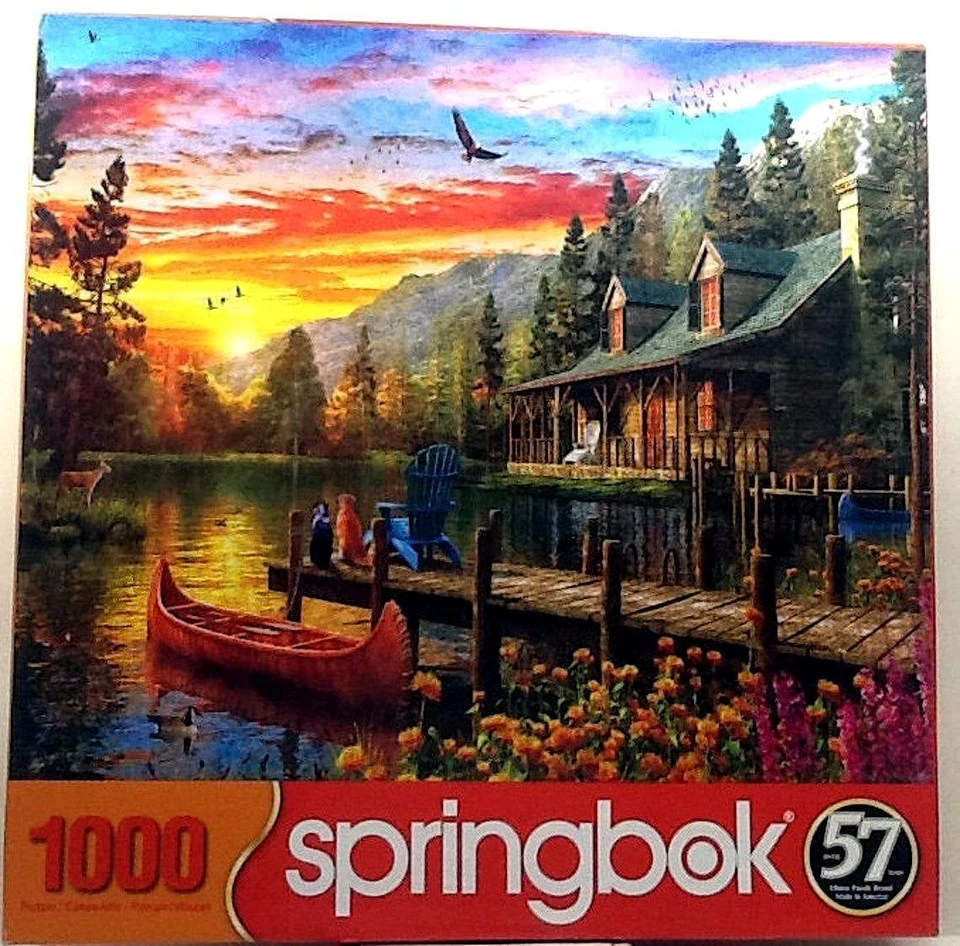 Cabin Evening Sunset Dominic Davison 1000 pc 24" X 30" Springbok Puzzle - Image 1 of 1