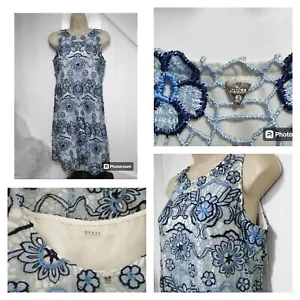 Guess Los Angeles Floral Crochet Blue Dress Size 8 Gorgeous - Picture 1 of 13