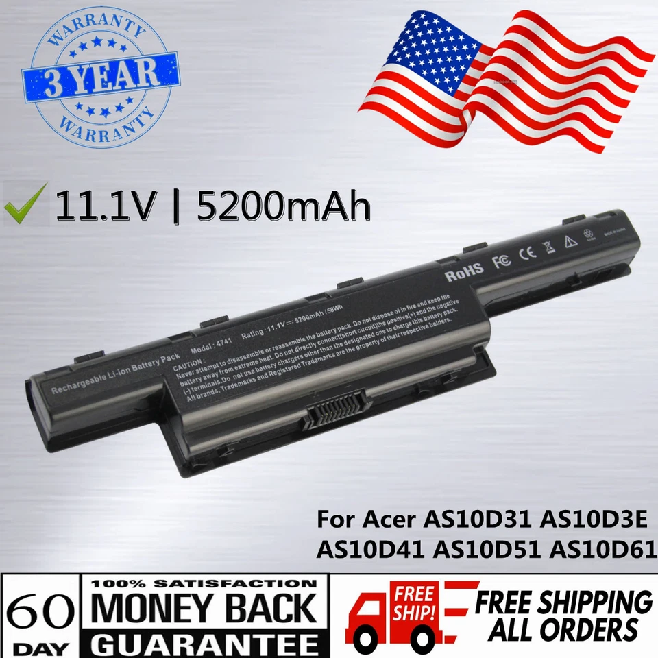 AS10D31 AS10D51 AS10D41 Battery for Acer Aspire 5742 E1-531 5250 E1-571 5733 - Image 1 of 4