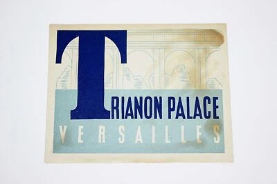 Etiqueta de equipaje años 50 TRIANON PALACE VERSAILLES diseño de viaje colorido original Foto 1 de 2