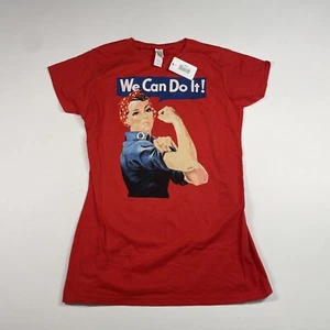 Rosie Red Shirt Women XL Red We Can Do It Short Sleeve Top See Measurements NEW - Picture 1 of 8