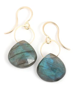 Melissa Joy Manning - 14k Gold Labradorite Single Drop Earrings, New - Picture 1 of 2