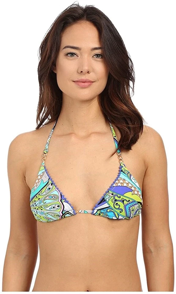 Trina Turk 263506 Mujer Triángulo Halter Bikini Top Traje de Baño Cobalto Talla 4 Foto 1 de 3