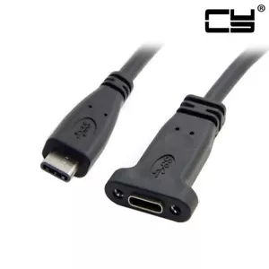USB-C 3.1 Type C Male to Female Extension Data Cable with Panel Mount Screw Hole - Picture 1 of 9
