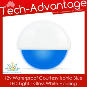 12V ISONIC BLUE FLUSH MOUNT GLOSS WHITE COURTESY BOAT CARAVAN STEP LED LIGHT - Picture 1 of 3