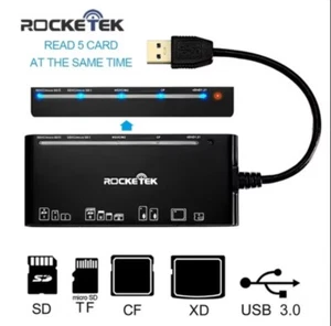 Rocketek USB 3.0 Memory Card Reader/Writer for CF Card, xD SD RT-CR7 - Photo 1/6