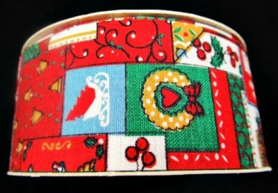 Ribbon #21 New Vintage Michaels Christmas Design Floral Craft 7 ft Width 1-3/8" - Image 1 of 3