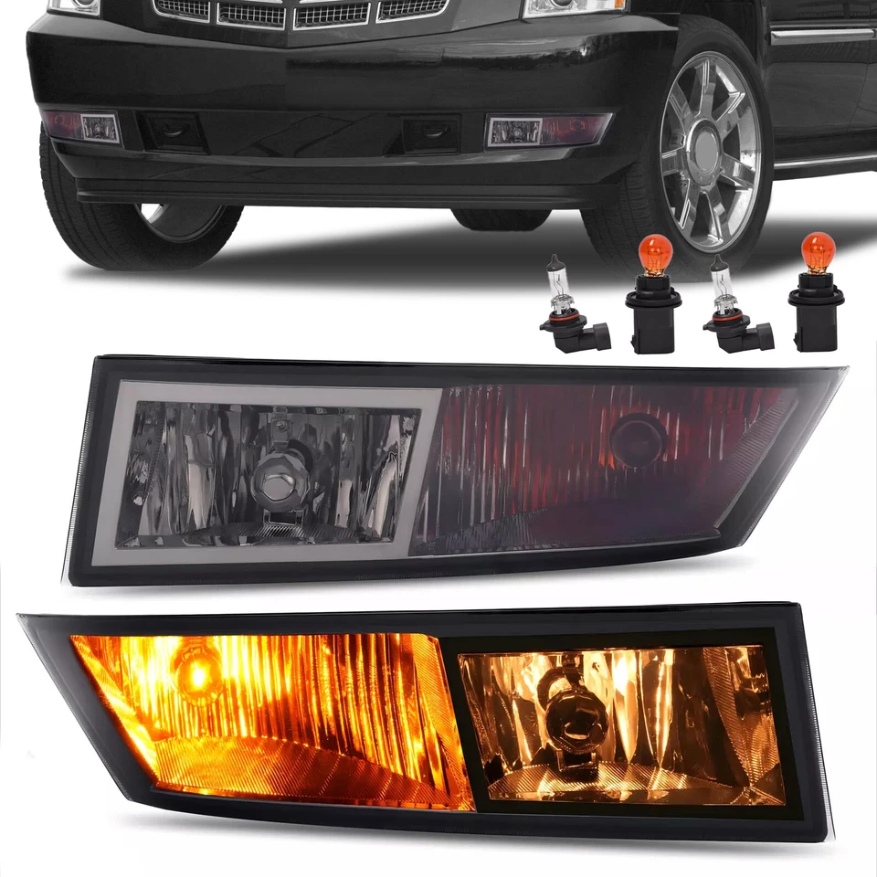 Pair Fog Lights W/Turn Signal For Cadillac Escalade/ESV/EXT 07 08-13 LH&RH Smoke Foto 1 de 4