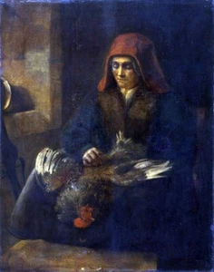 Dream-art Oil Old-Woman-Plucking-a-Fowl-16501655-Follower-of-Rembrandt-van-Rijn- - Picture 1 of 1