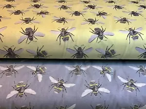 100%Cotton Digital Print Busy Bumble Bees Fabric Width 59" - Picture 1 of 8