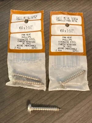 #14 X 1-1/2" Phillips Pan Cabeza Chapa Tornillo Acero Inoxidable PERNO CORONA 4-PK Foto 1 de 4
