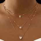 Multilayer Water Drop Love Star Rhinestone Pendant Clavicle Chain Necklace