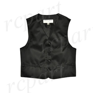 New Boy's Formal tuxedo vest waistcoat Black US Size 2 4 6 8 10 12 14 wedding - Picture 1 of 3