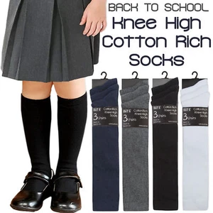 3 6 Paia Calze Uniformi Bambina Bambini Schiena 2 Scuola Ginocchio 9-12 12,5-3 4-6 - Foto 1 di 10