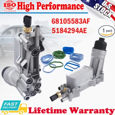 Conjunto de enfriador de aceite de motor para Jeep Grand Cherokee 2011+ 68105583AF 5184294AE EE. UU. Foto 1 de 4