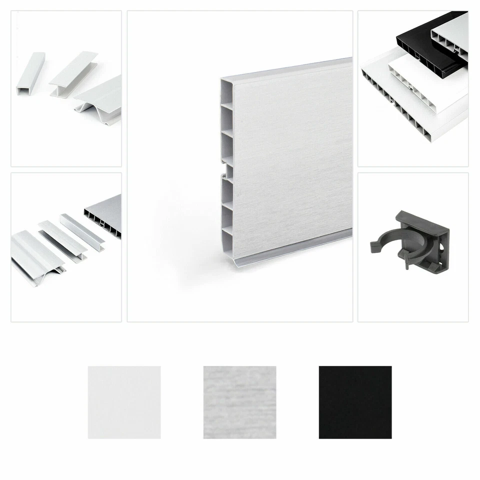 Küchenblende Küchenleiste Leisten 100mm 150mm Inox Weiß Alu Schwarz 13mm - Bild 1 von 1
