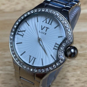 VT LUXE Unisex Japan Movement Silver Rhinestone Analog Quartz Watch~New Battery - Picture 1 of 5