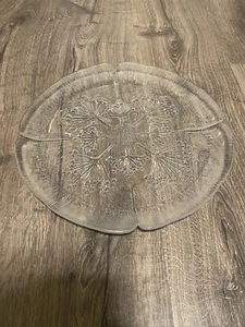 Vtg Glass Charming Trees Dandelion Floral Jacks 13” Serving Platter Plate Dish - Picture 1 of 4