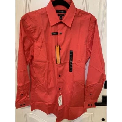 Camisa con botones Apt 9 para hombre 15 32/33 elástica ajustada rosa oscuro manga larga Foto 1 de 4