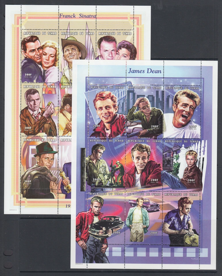 Chad Sc 792G, 793 MNH. Frank Sinatra & James Dean 1999, 2 juegos cplt, nuevos, en muy buen estado Foto 1 de 1