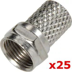 25 Pack - RG6 F-Type Twist On Coax Coaxial Cable CCTV TV RF Connector Plug Male - Picture 1 of 3