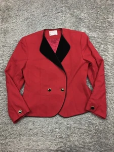 Pendleton Jacket Womens Size 6 Petite Red Black Career 100% Virgin Wool - Picture 1 of 14