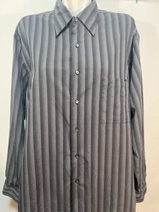 BCBG Herren Freizeit Hemd XL 17 1/2 34 / 35 schwarz grau gestreift Button Down Baumwolle - Bild 1 von 6