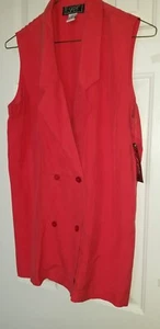 NWT Sheri E ,100% Silk blouse top sleeveless double breasted red  Size 8 - Picture 1 of 10