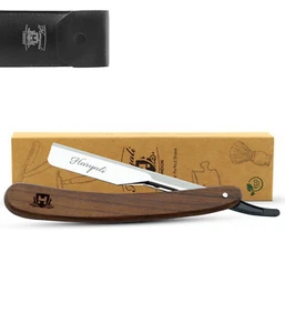 Maquinilla de afeitar clásica corte garganta, afeitadora, maquinilla de afeitar recta de peluquero de madera - Imagen 1 de 7