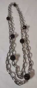 "Collar Vintage MILOR Italia Factado Cuentas Negra Cadena de Acero Inoxidable 50" - Imagen 1 de 6