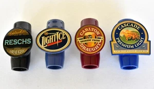 4 Vintage Plastic Beer Tap Tops / Handles Carlton Cascade Fosters & Reschs Vgc - Picture 1 of 4