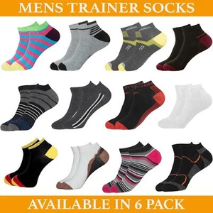 Mens Trainer Socks Ankle Liner Low Cut 6 Pairs Cotton Rich Gym Sports Sock 6-11 - Picture 1 of 87