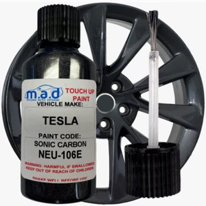 Tesla Sonic Carbon NEU-106E Alloy Wheel Touch Up Kit Repair Paint Brush Curbing - Picture 1 of 2