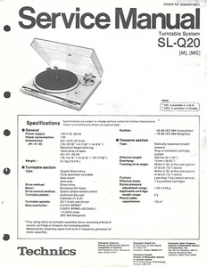 ORIGINAL TECHNICS SL-Q20 Turntable  SERVICE MANUAL REPAIR - Picture 1 of 1