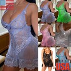 Women Sexy Lace Lingerie Nightdress G-String Thong Underwear Nightwear Sleepwear