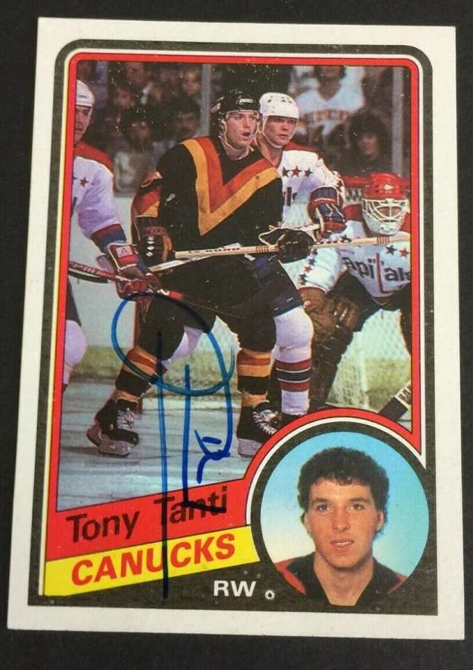1984-85 TOPPS HOCKEY CARD TONY TANTI  #141 HAND SIGNED W/COA FREE S&H #2 - Image 1 of 2