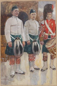 Raimund Germela, Schottische Soldaten, grosse Mischtechnik, ex Künstlerhaus - Picture 1 of 1