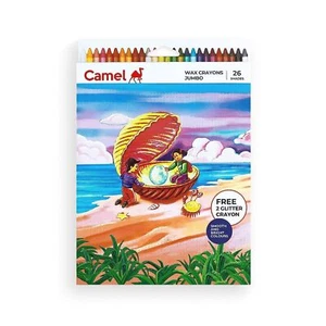Camel Wax Crayons For Children 24 Shades With 2 Glitter Shade Free G668 - Picture 1 of 3