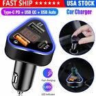Bluetooth 5.0 Car Wireless FM Transmitter Adapter 2USB PD Charger AUX Hands-Free