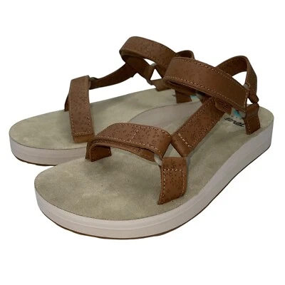 Sandalias Teva Mujer 8 Marrón Cuero Forma Media Universal Estrella Exterior Senderismo Sendero Foto 1 de 4
