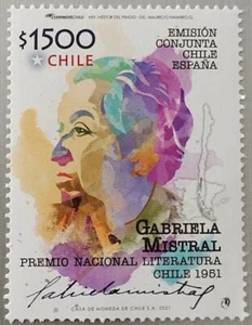 Chile 2021 #2646 Gabriela Mistral Premio Nacional de Literatura MNH - Picture 1 of 1
