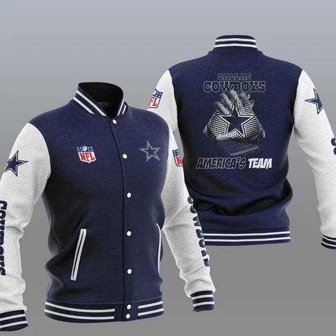 Dallas Cowboys Men's Varsity Jacket Casual Slim Snap Button Outwears Coat Gift Cover