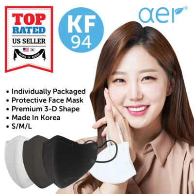 AER KF94 BLACK GRAY WHITE Face Protective Safety Mask Made in Korea 4 Layers SML - Image 1 of 4