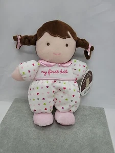 2011 Child Of Mine Carter's Soft My First Doll Rattle Plush Hearts Brown New - Picture 1 of 9