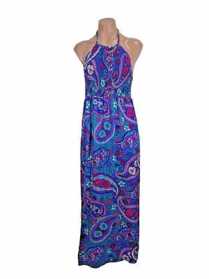 Vintage 1970s HIGH TIDE CALIFORNIA Maxi Paisley Beach POOL party Sun Dress XS/S - Image 1 of 4