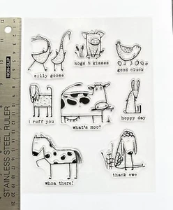 Clear rubber stamps Cow Horse Pig Sheep Dog Chicken Cute Humour Cartoon Animal - Picture 1 of 1